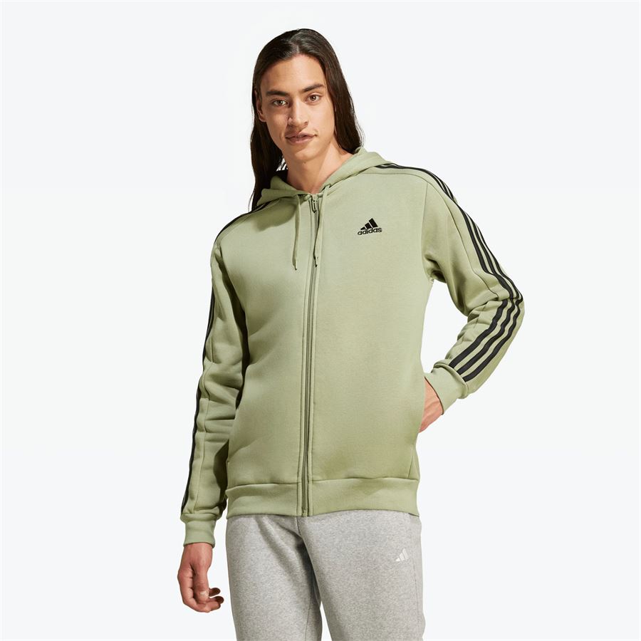 Felpa da uomo con cappuccio Essentials Fleece 3-Stripes Full-Zip Adidas | JE0341X